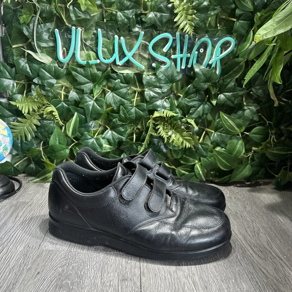 Sas Vto Walking Shoes Mens 11.5 M Black Leather Double Strap